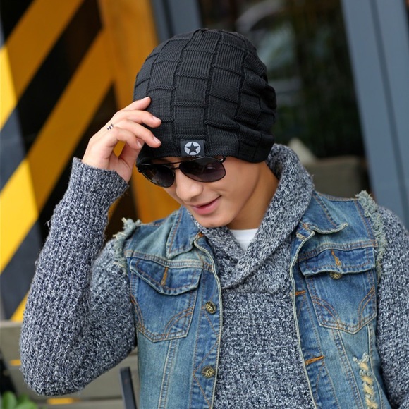 Other - Soft Black Knit Fleece Lined Hip Hop Slouch Beanie